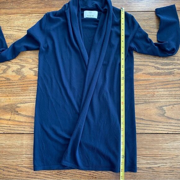 Allude Open‎ Front Lightweight Cardigan 100% Wool Navy Blue Women’s XS - Picture 4 of 6